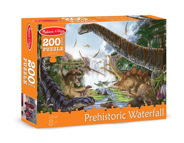 Melissa &amp; Doug Prehistoric Waterfall 200 pc Cardboard Jigsaw