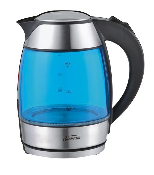 Sunbeam - 1.8 Litre Glass Cordless Kettle - Blue