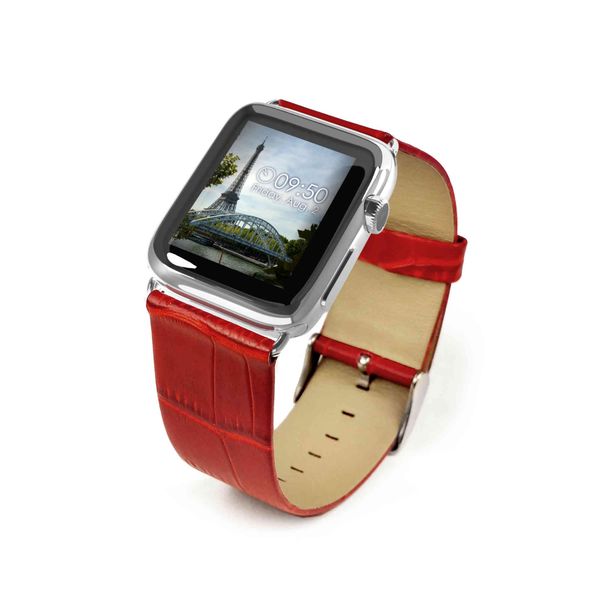 Tuff-Luv Genuine Leather Wrist Watch Strap Band for Apple Watch Strap 38mm - Red