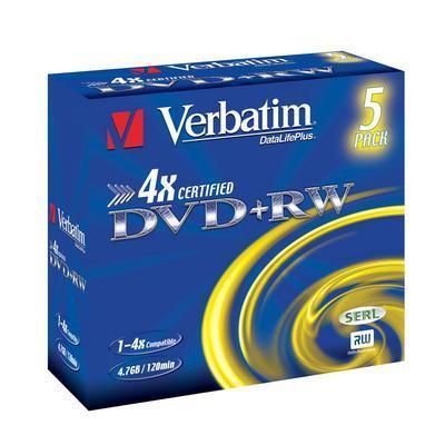 VERBATIM - 4.7GB DVD+RW (4X) - (BOX OF 5)
