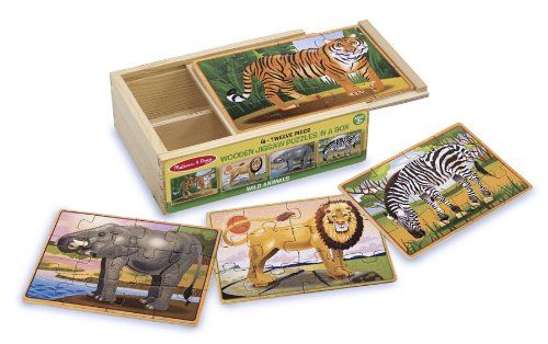 Melissa &amp; Doug Wild Animals Puzzles in a Box - 12 Piece