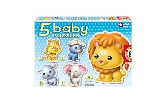 Educa - Baby Wild Animals Puzzles - 24 Pieces - 5 Assorted