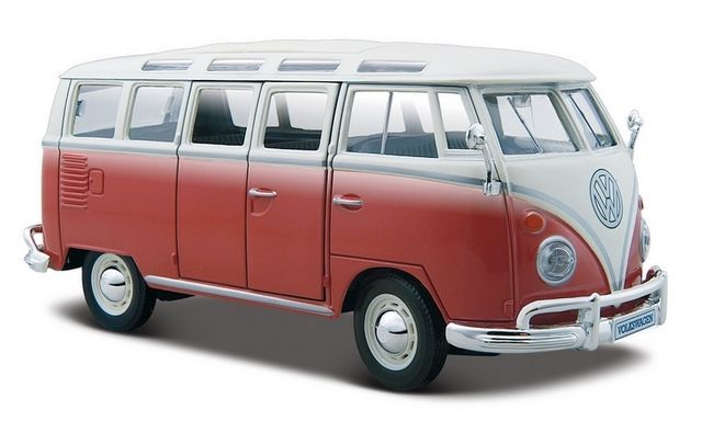 Maisto 1/25 Volkswagen Samba Van (17cm Long) - Red