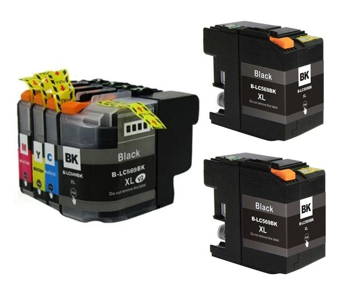 Brother LC569XL / LC565XL / 569 / 565 Set + 2 Extra Black- Compatible