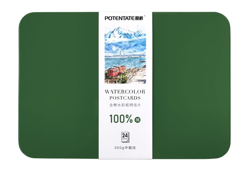 Potentate 300gsm 100% Cotton Cold-Pressed Watercolour Postcard Tin - 24 Sheets - 10 x 15cm