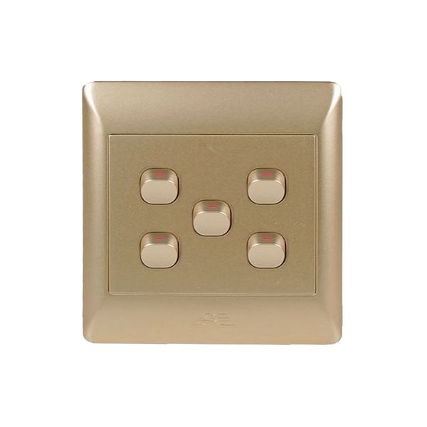 ACDC - 5-Lever 1-Way Switch 4x4 C/w Champagne Cover Plate