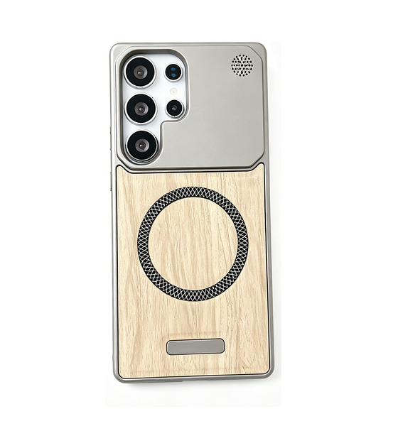 Frameless Wood Case Compatible with Samsung S26 Ultra, PC MagSafe Cover