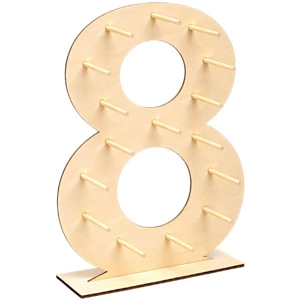 Wooden Donut Stand Display - Number 8 - Freestanding Party Dessert Holder