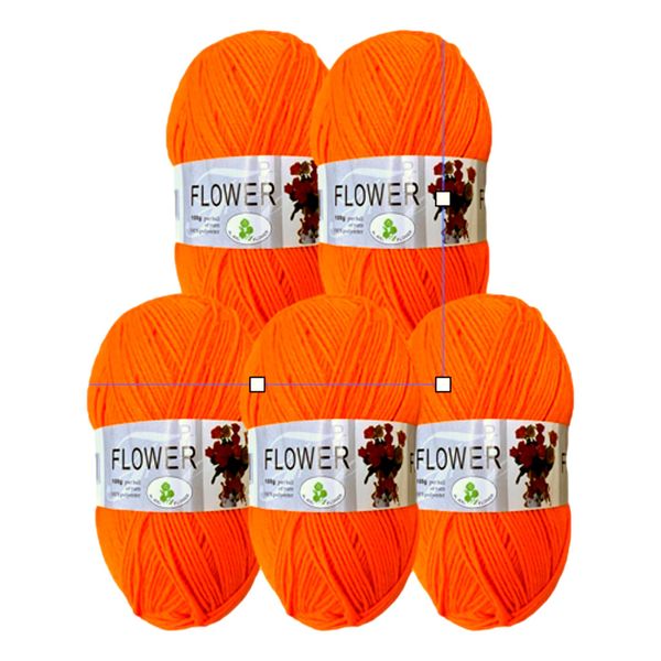 Double Knitting Polyester Yarn 100g (Pack of 5) Bright Assorted