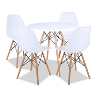 Round Table with 4 Chairs - White