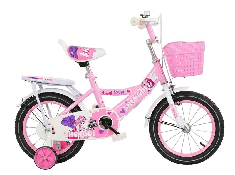 FairyGlow Girls Pink Bicycle with Basket &amp; Dual Brakes 12-16Inch Kids Bike