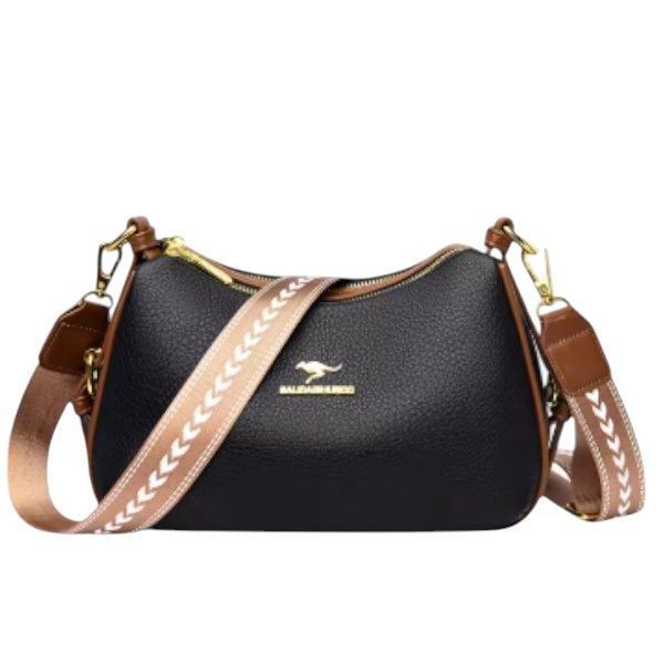 KELUNDAISHU - Luxe Soft Faux Leather Sling Bag - Black & Brown