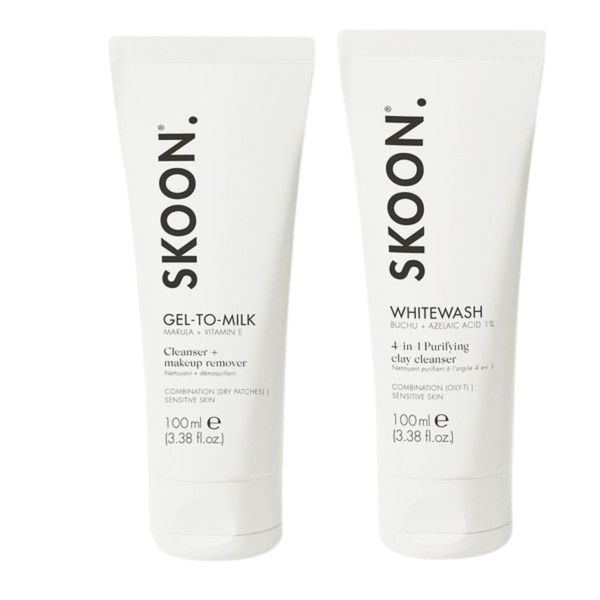 SKOON. DOUBLE CLEANSE Combo - Gel-to-Milk + Whitewash for Oily-T Skin