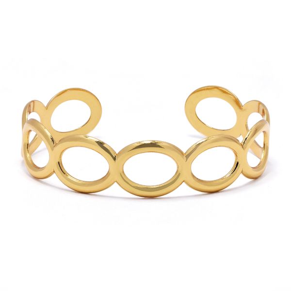 Lily &amp; Rose Waterproof Stainless Steel Oval Link Cuff Bangle