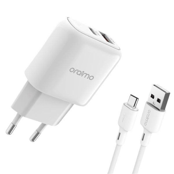 Oraimo Fast Charger for Type - C Dual Port - 18 Watts C53.