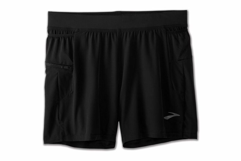 Brooks Mens Sherpa 5" 2-in-1 Shorts Black