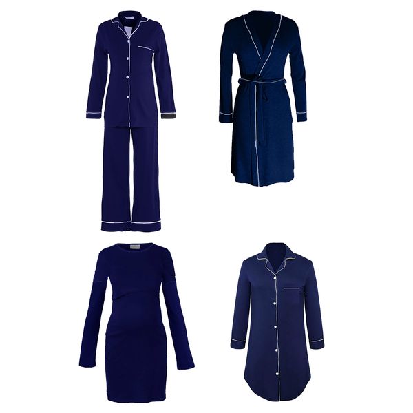 Hannah Grace Maternity Navy Winter 4 Piece Hospital Ready Set