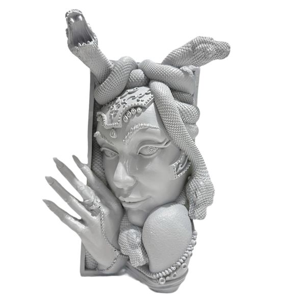 Decor Snake Woman Face Bookend Resin Ornament - 20.5cm