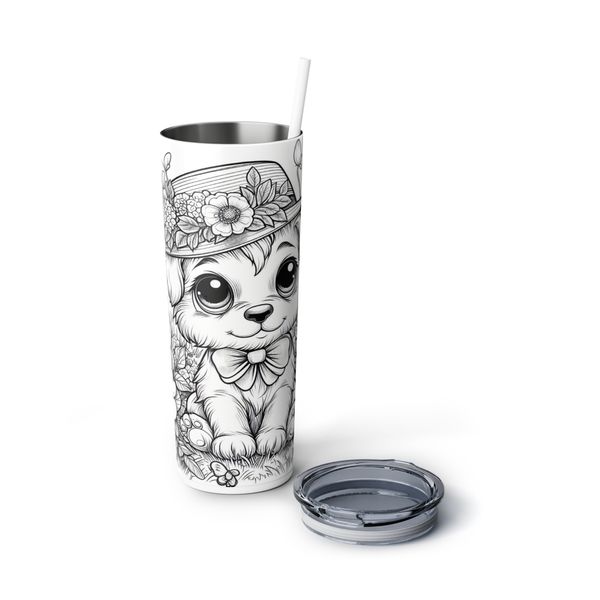 Puppy in Hat 20oz Black &amp; White Tumbler