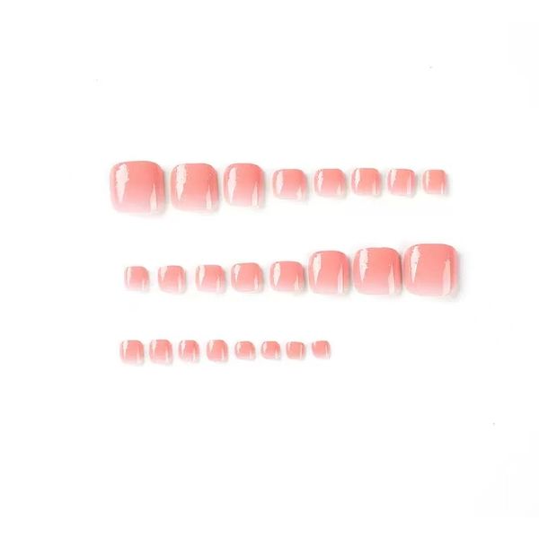 Pink Gradient Nail Art, Pedicure, Solid Color, Simple False Nails