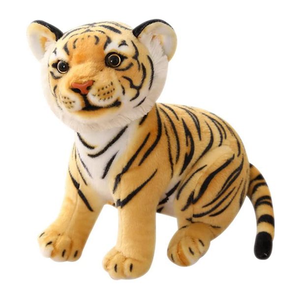 Tiger Plush Toy Stuffed Lifelike Animal Toys For Children 23Cm Yellow