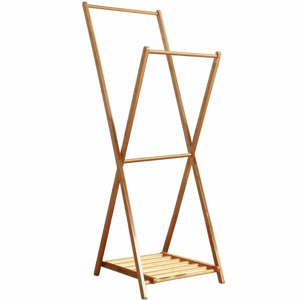 Foldable Bamboo Clothing Garment Rack image