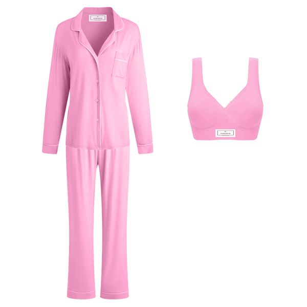 PJ Warehouse Pink Winter Pyjamas and Sleeping Bra