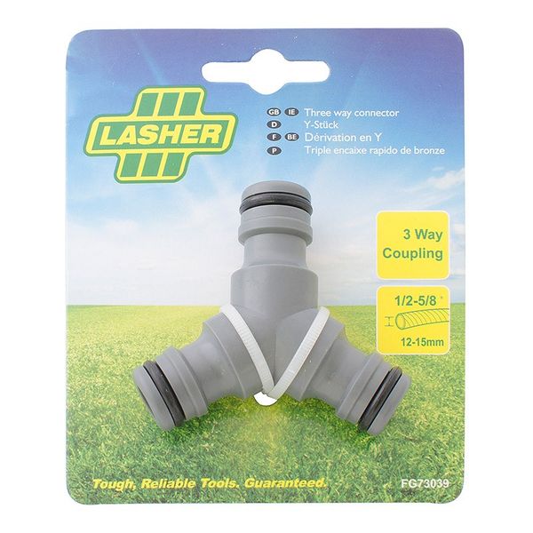 Lasher - Hose Fitting Coupling - Gardening - 3 Way - Bulk Pack of 3