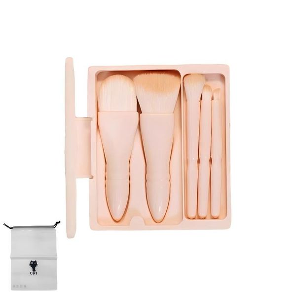5-in-1 Portable Makeup Brush Set with Mirror Case