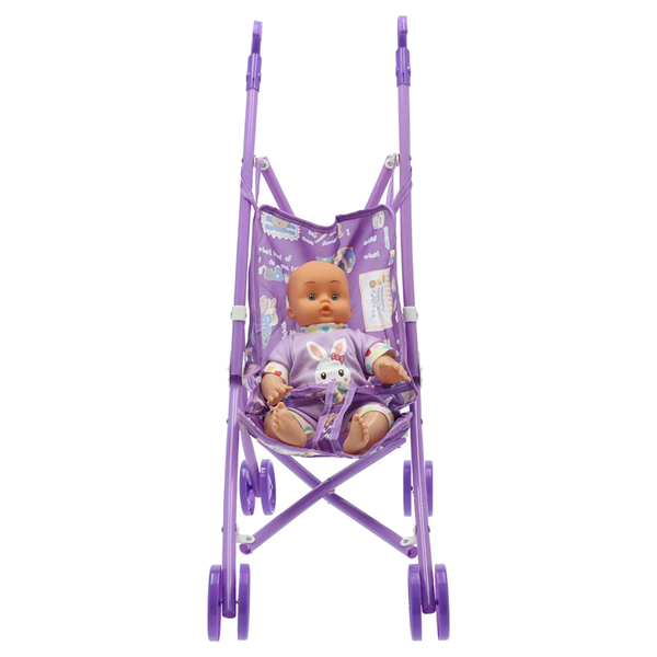 Baby Doll &amp; Stroller Toy Set- Purple