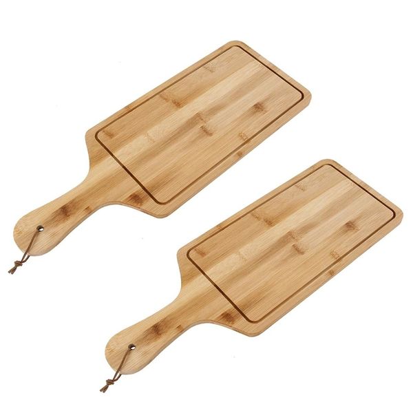 Blue Angel Rectangle Bamboo Wood Pizza/Cutting/Serving Board - Set Of 2