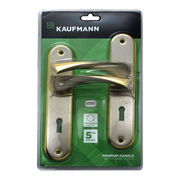 Kaufmann Lockset 3 Lever Sabs 6 Inch Giovanni Satin Nickle And Gold Plated