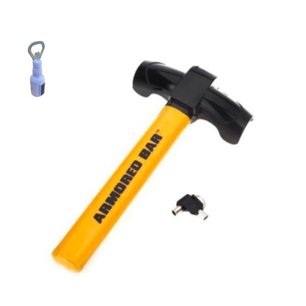 Universal Armored Anti-Theft Car Steering Wheel Lock with Bottle Opener