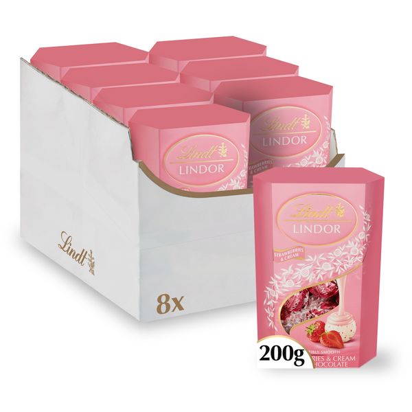 LINDOR Strawberries &amp; Cream Cornet - 8 x 200g