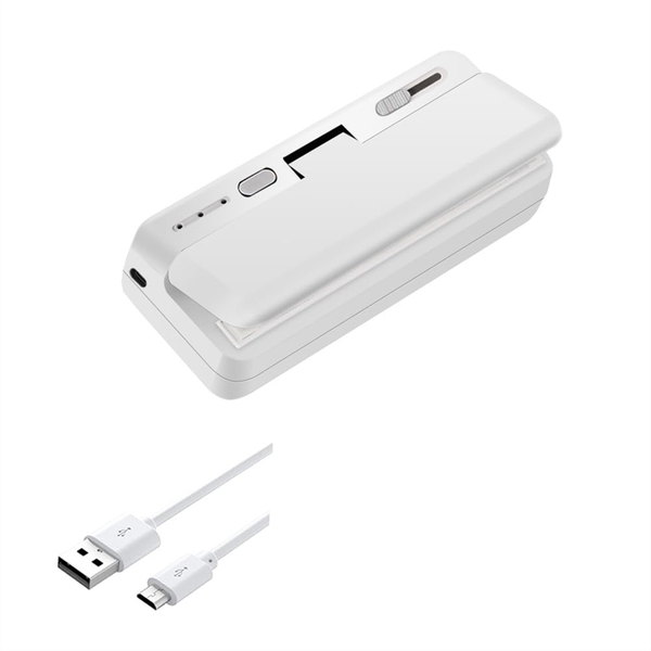 Mini Bag Sealer, USB Charger Potato Chip Bag Heat Sealer Capper White