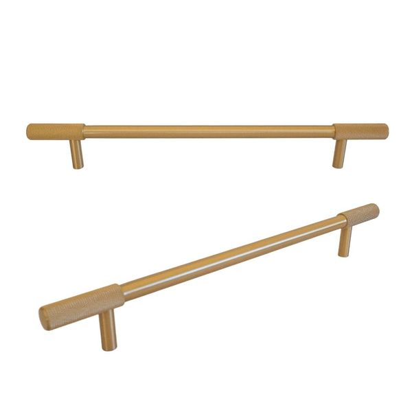 Knurled and Textured Brass Door Handle 25.5cm - Set of Two