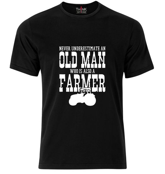 Think Out Loud Mens "Never Underestimate An Old Man Who..." Tshirt Black
