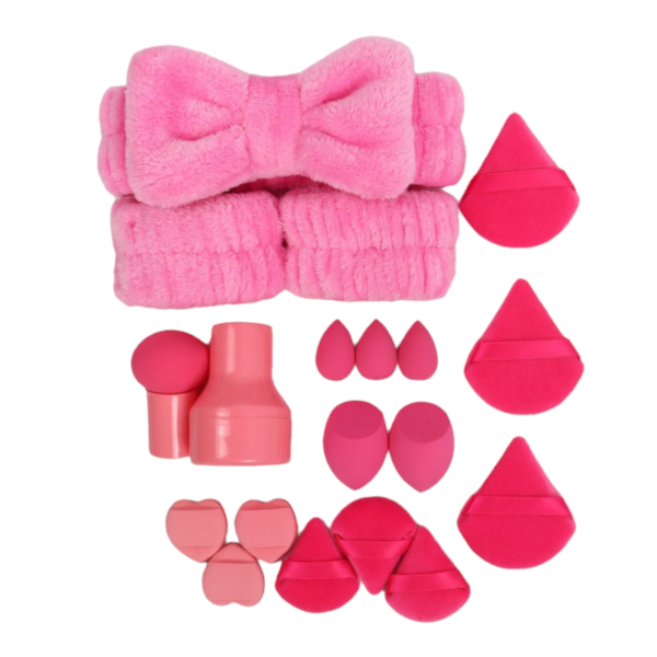 18-Piece Professional Makeup Blender Puff Applicator Set - Light Blue