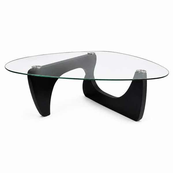 Modern Glass Coffee Table Wooden Base Tempered Centre Table Living Room