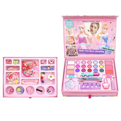 Kids Washable Makeup Kit for Girls Princess Toys Real Cosmetics Set Gifts Image