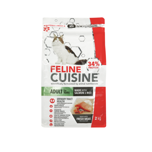 Feline Cuisine- Adult Salmon &amp; Rice Flavour Dry Food 2kg x 4 Pack