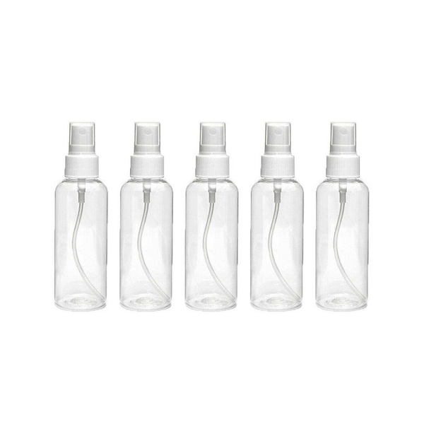 5 Pack Fine Mist Clear Spray Bottles 100ml With Pump Spray Cap