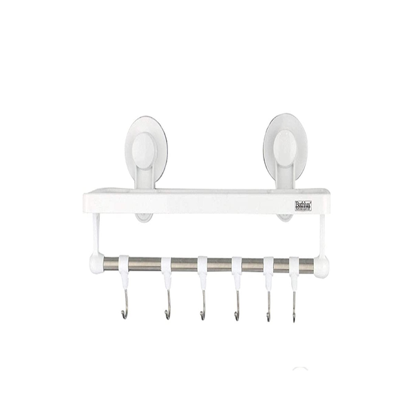 Bathlux Suction Towel Rack With Hooks