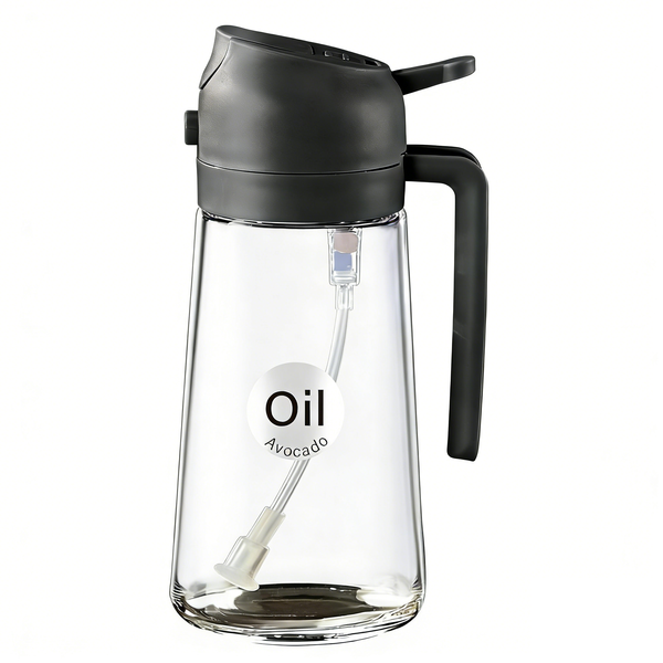 Olive Oil Sprayer, Glass Oil Dispenser, 470ml 2-in-1 with Stickers Black