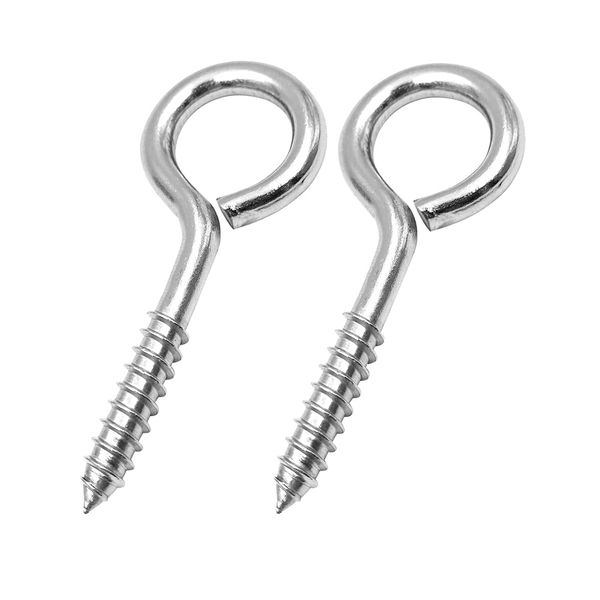 Tool DIY 304 Stainless Steel Hanging Ring Screw Set of 2 - Silver