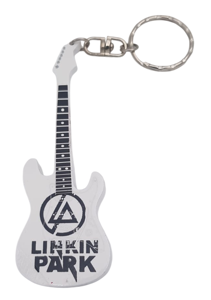Keyring Mini Guitar Linkin Park - White 11cm