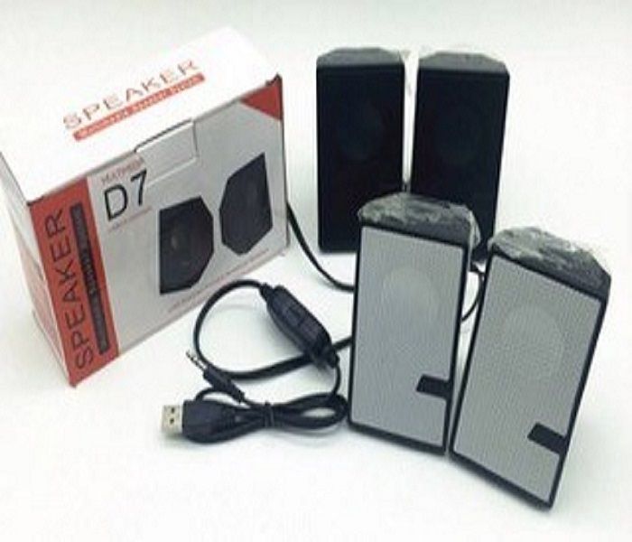 TUFF-LUV D7 USB Powered Mini Compact Stereo Speakers, 3.5mm Audio Input, Inline Control (Black)