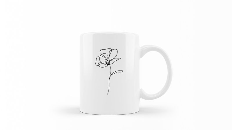 Designer Line Art Coffee Mug - Abstract Flower