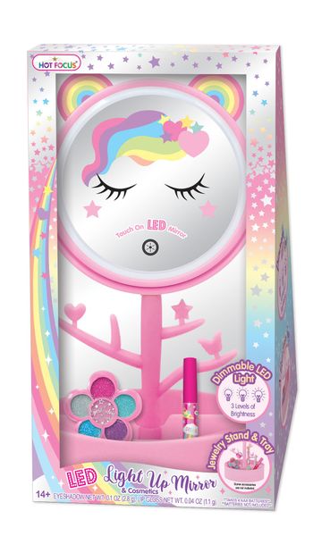 Rainbow LED Light-Up Mirror &amp; Cosmetics Set by Hot Focus