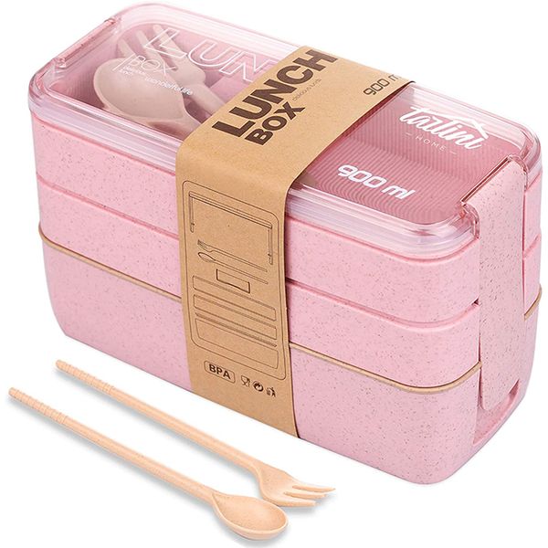 CTS - 900ml Portable Microwave Lunch Box 3 Layer Wheat Straw Bento Boxes